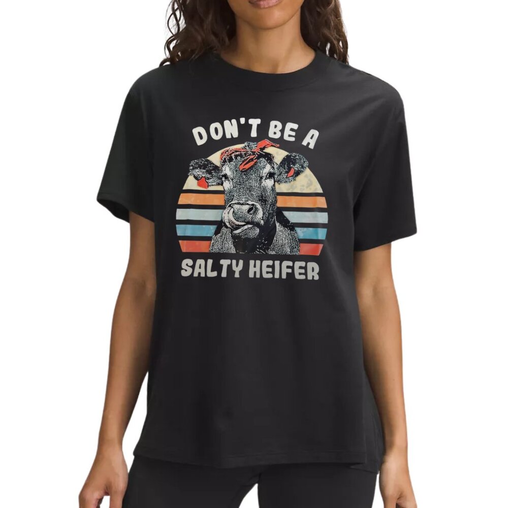 Western Tee - Don't Be a Salty Heffer SZ SMALL BLACK NWT